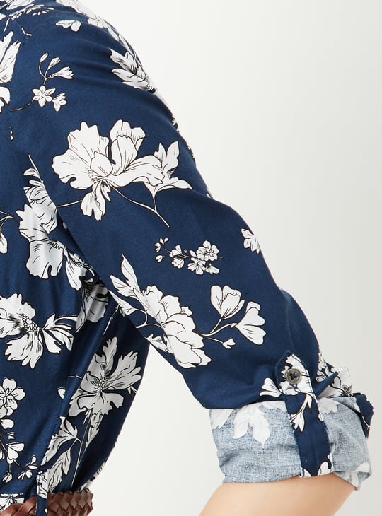 Women Floral Printed Belted Tunic