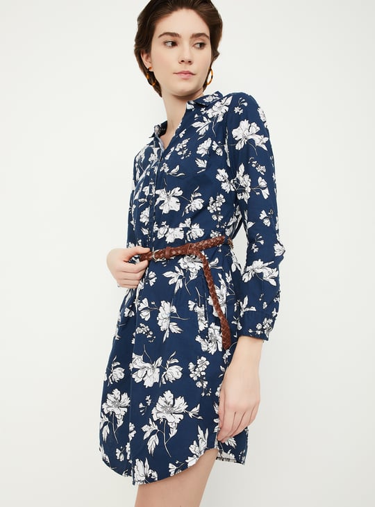 Women Floral Printed Belted Tunic