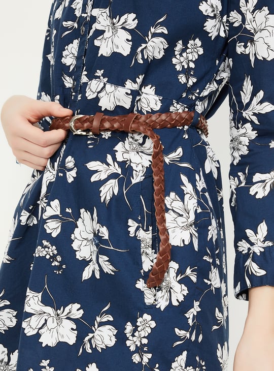 Women Floral Printed Belted Tunic