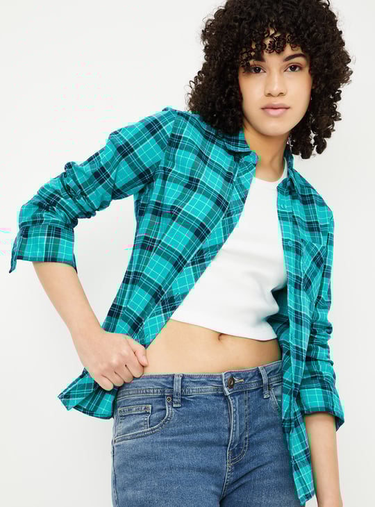 Women Checked Yarn Dyed Shirt