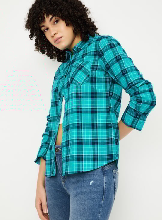 Women Checked Yarn Dyed Shirt