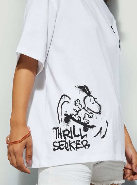 URB_N Women Snoopy Printed T-shirt | White | Printed