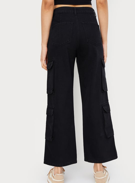 Women Solid Cargo Jeans