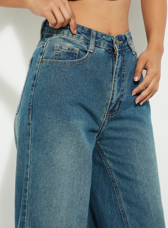 ALAYA F x URB_N Women Washed Wide-Leg Jeans