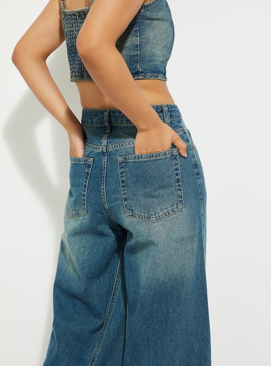ALAYA F x URB_N Women Washed Wide-Leg Jeans