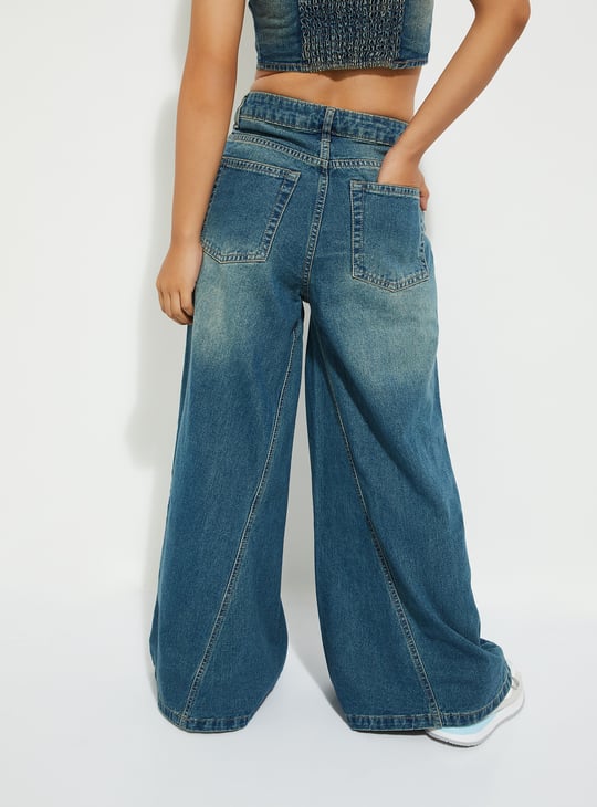 ALAYA F x URB_N Women Washed Wide-Leg Jeans