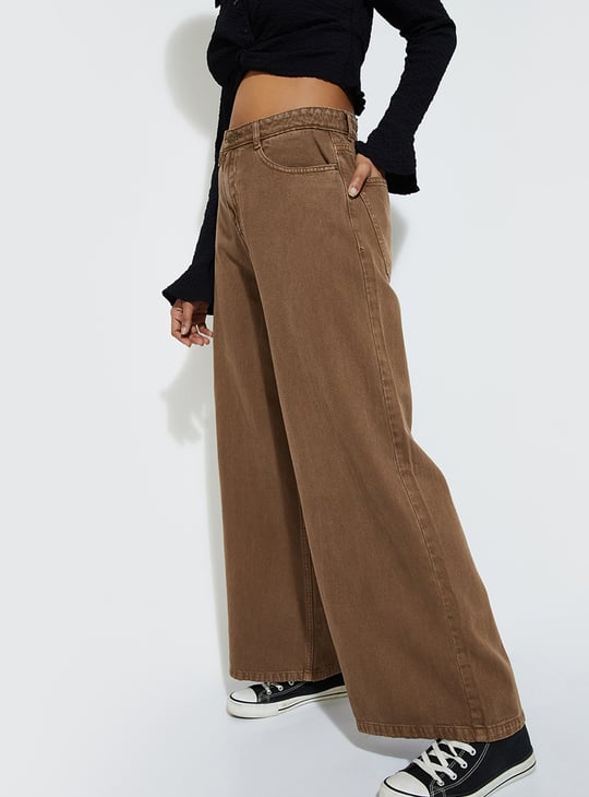 ALAYA F x URB_N Women Solid Wide-Leg Jeans