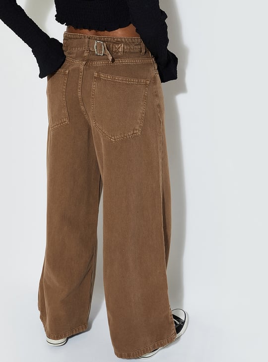 ALAYA F x URB_N Women Solid Wide-Leg Jeans