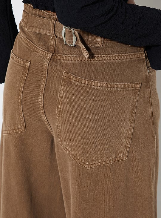 ALAYA F x URB_N Women Solid Wide-Leg Jeans