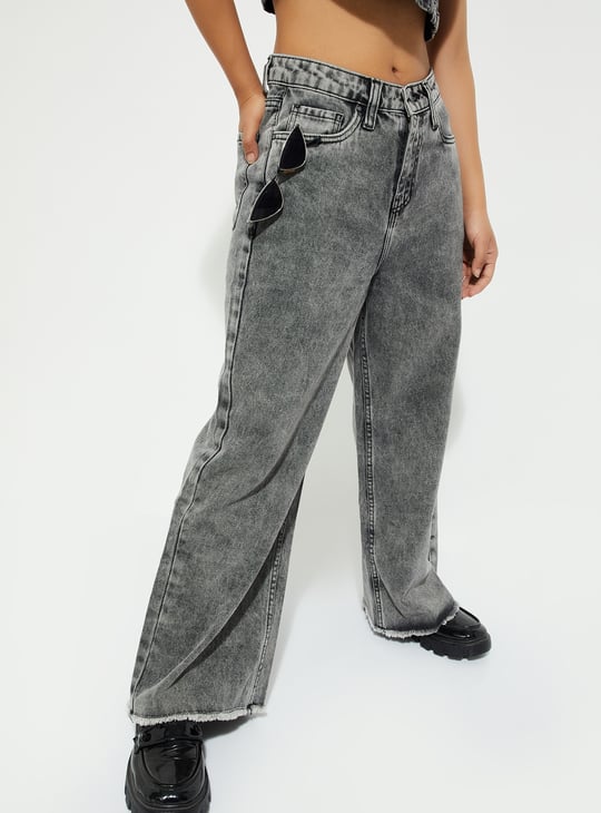 URB_N Women Washed Wide Leg Jeans