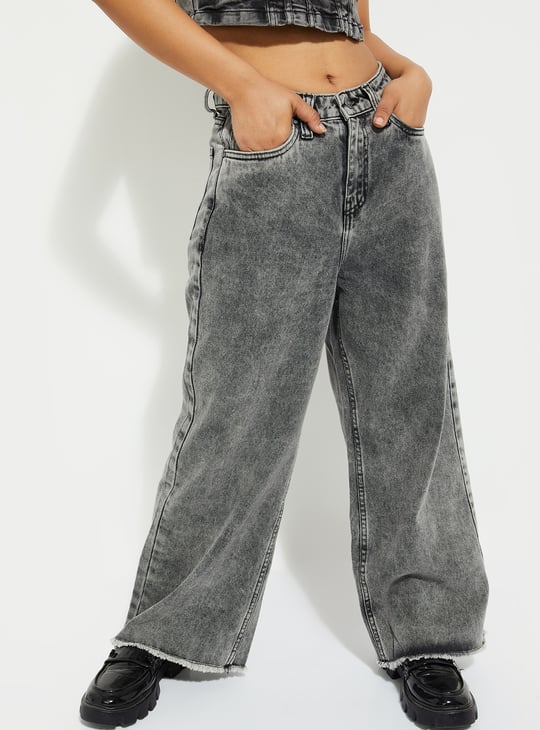 URB_N Women Washed Wide Leg Jeans
