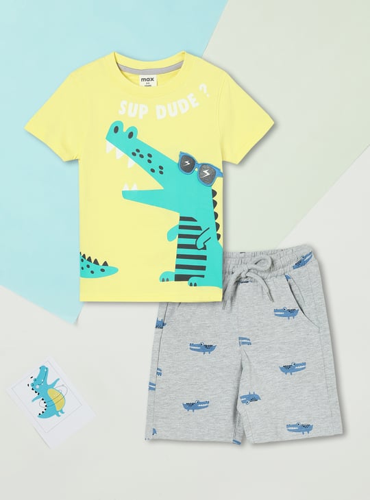 Boys Printed Shorts Set