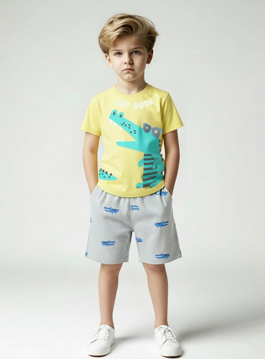 Boys Printed Shorts Set
