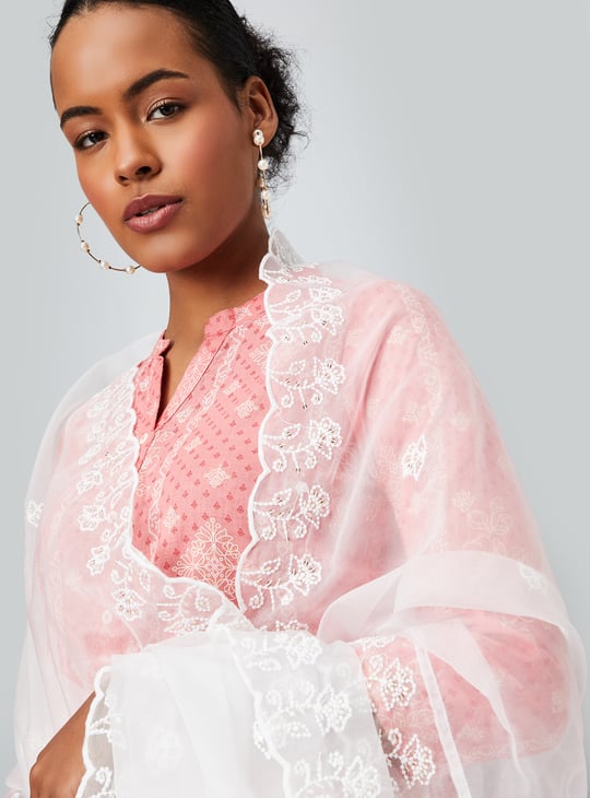 Off white embroidered Dupatta hotsell