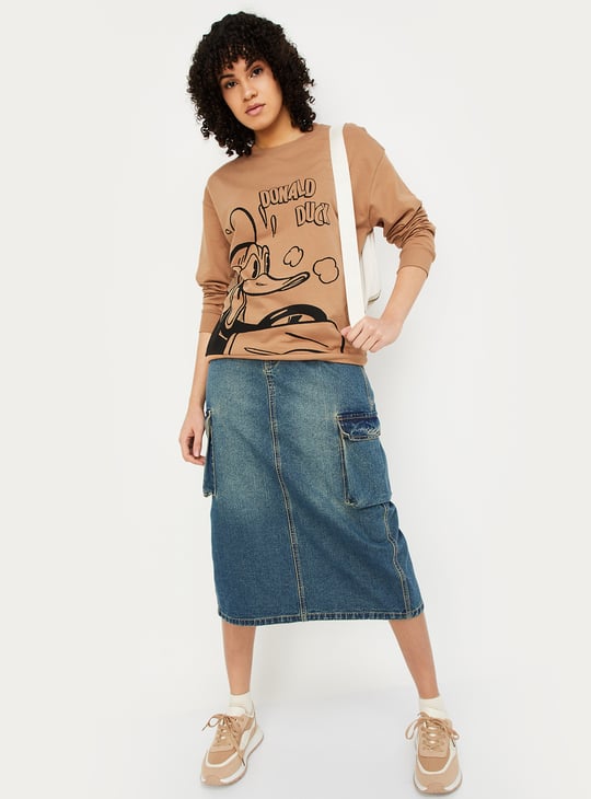 Women Donald Duck Printed Sweatshirt