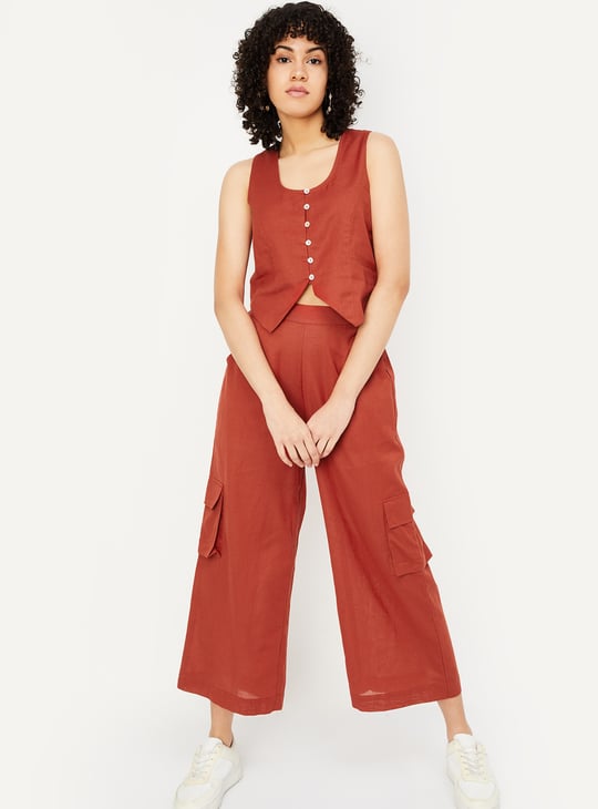 Women Solid Waistcoat Style Top