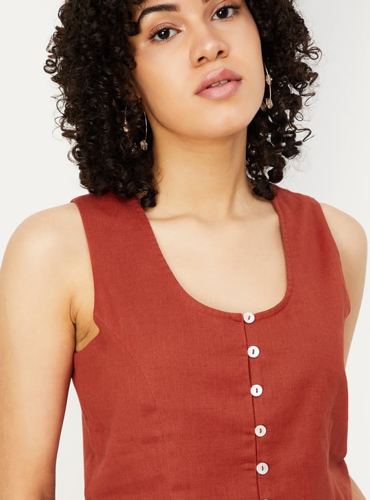 Women Solid Waistcoat Style Top