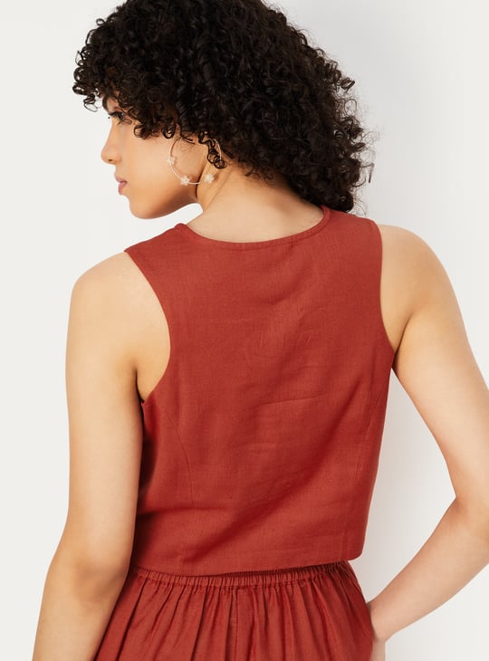 Women Solid Waistcoat Style Top
