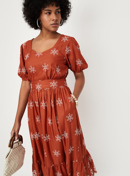 Women Embroidered Fit & Flare Dress