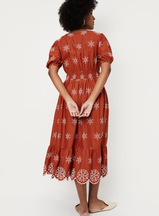Women Embroidered Fit & Flare Dress