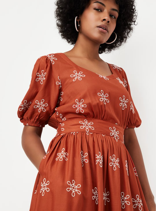 Women Embroidered Fit & Flare Dress