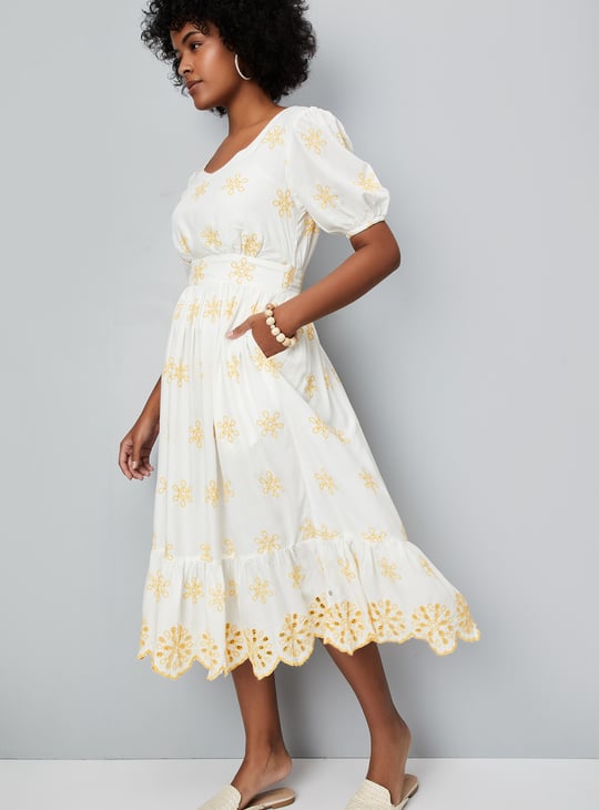 Women Embroidered Fit & Flare Dress