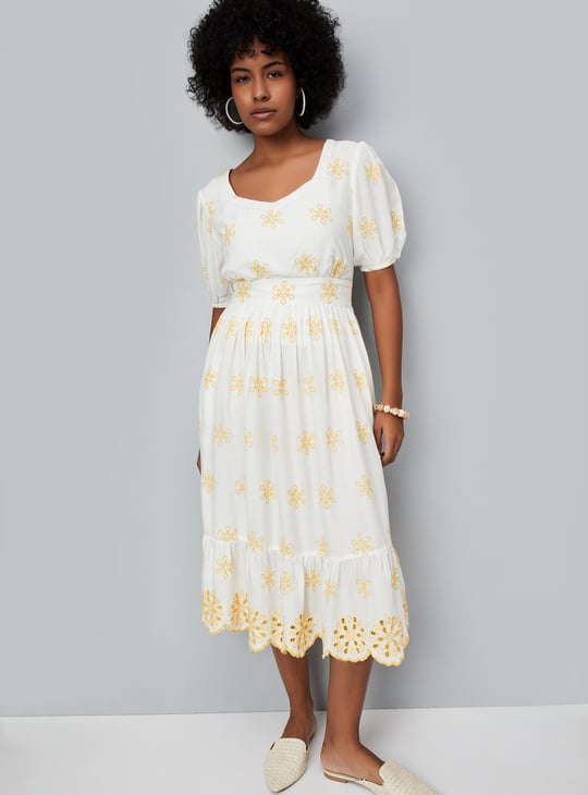 Women Embroidered Fit & Flare Dress