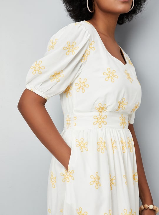 Women Embroidered Fit & Flare Dress