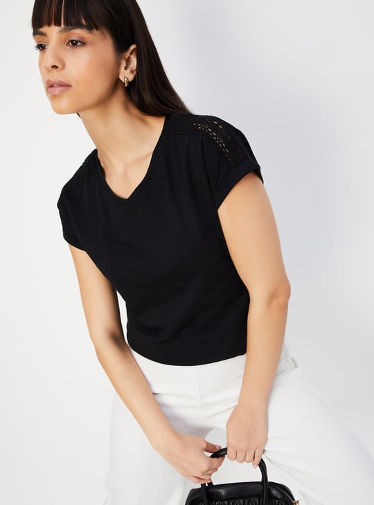 Women Lace Detail T-shirt
