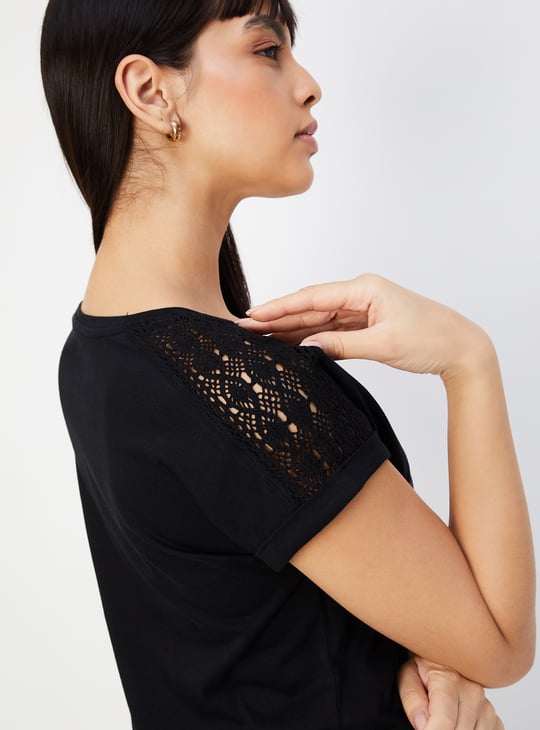 Women Lace Detail T-shirt