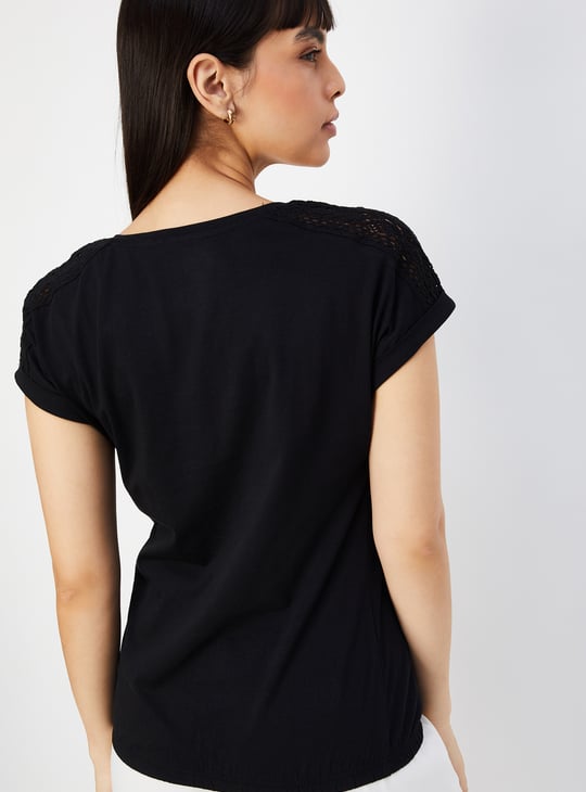 新品未使用 YILON FULL LACE RIBBON TEE ブラック Buy Women Lace Detail T-shirt Online at just Rs. 299.0