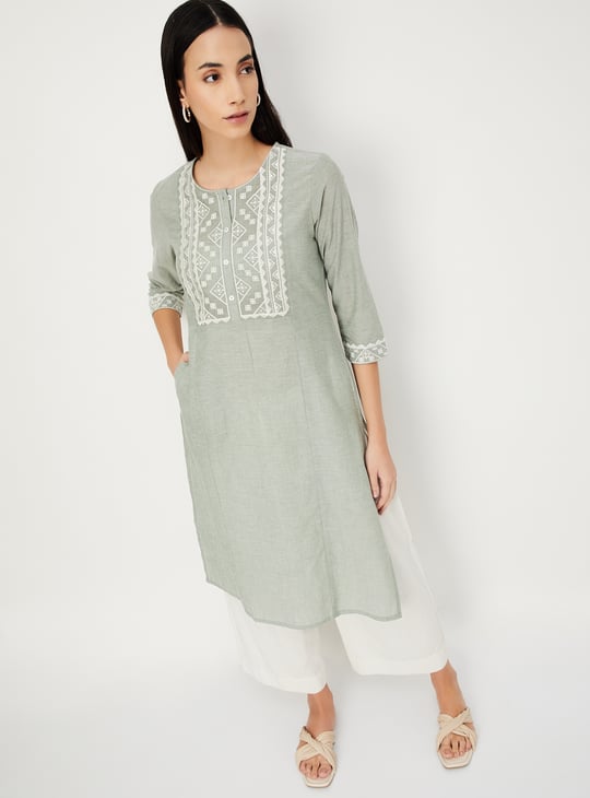 Women Embroidered Straight Kurta