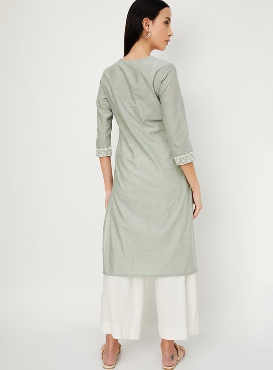 Women Embroidered Straight Kurta