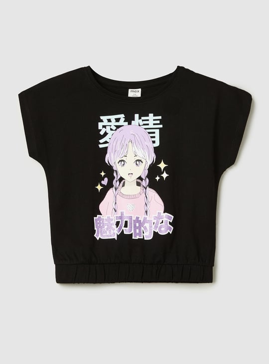 Girls Anime Printed T-shirt
