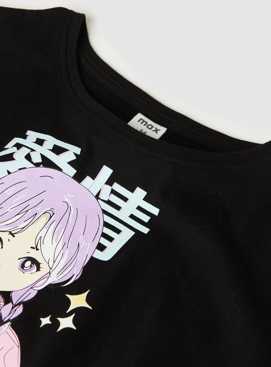Girls Anime Printed T-shirt