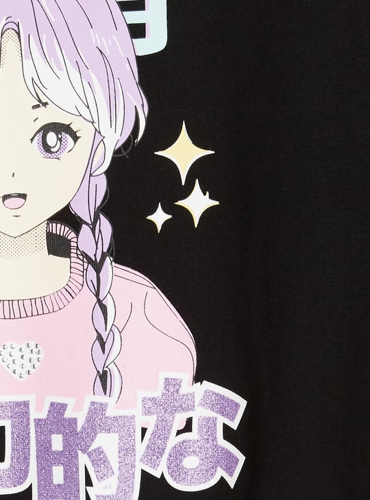 Girls Anime Printed T-shirt