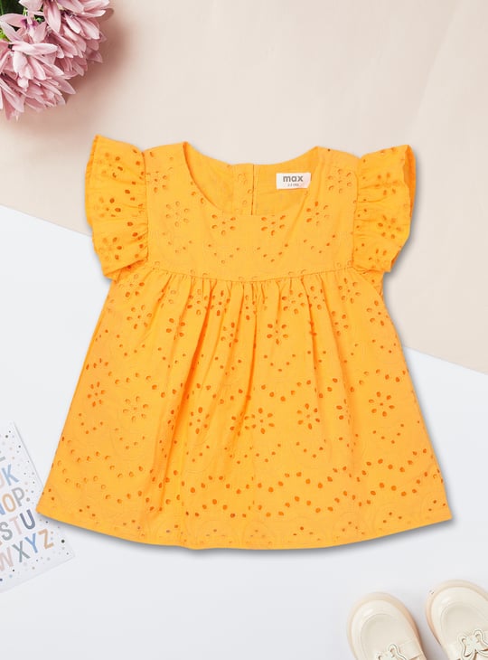 Girls Schiffli Peplum Dress