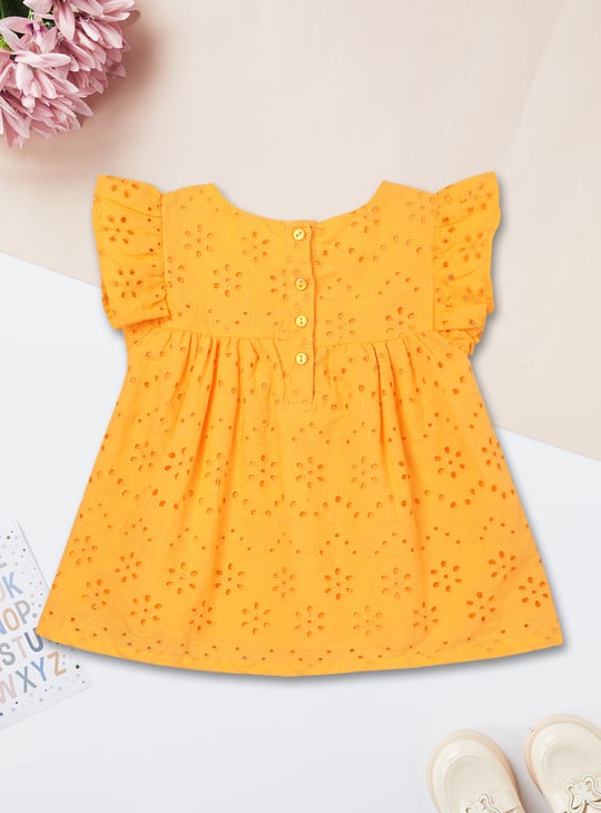 Girls Schiffli Peplum Dress