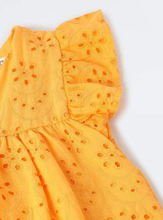 Girls Schiffli Peplum Dress