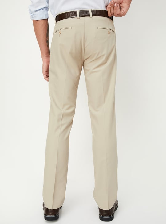 Men Slim Fit Solid Formal Trousers