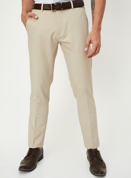 Men Slim Fit Solid Formal Trousers