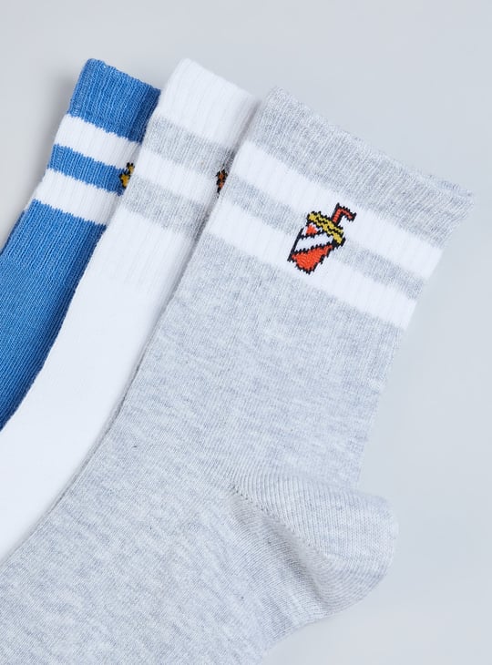 Boys Striped Long Length Socks - Pack of 3