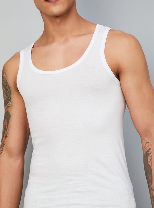 Men Solid Vest - Pack of 2