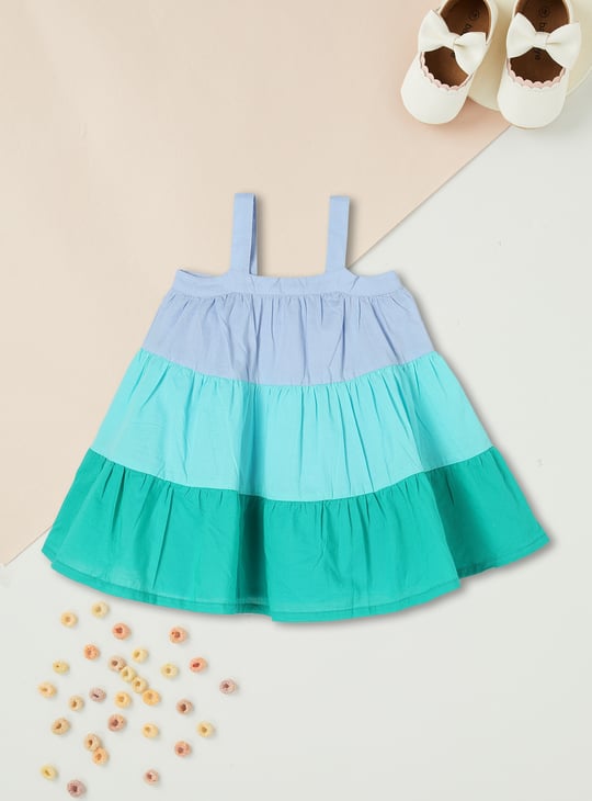 Girls Colourblocked Tiered Dress