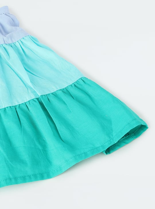 Girls Colourblocked Tiered Dress