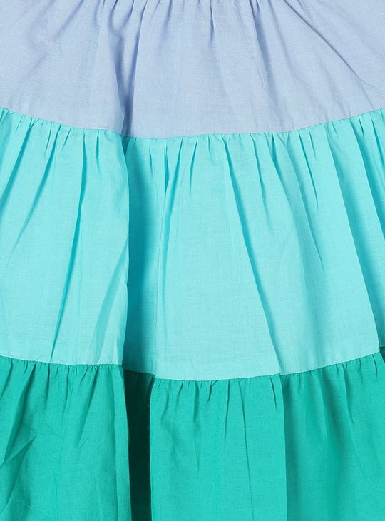Girls Colourblocked Tiered Dress