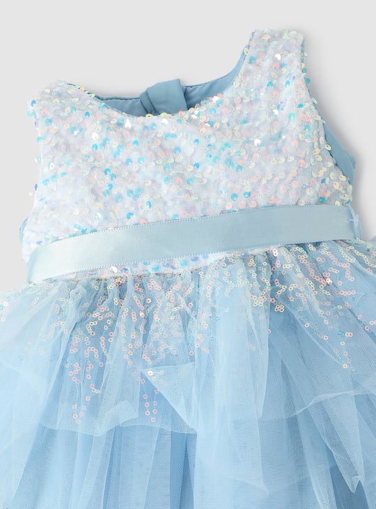 Girls Sequinned Tiered Dress