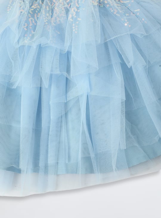 Girls Sequinned Tiered Dress