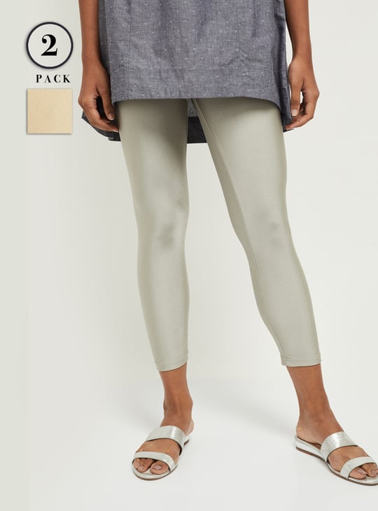 Women Shimmer Ankle-Length Leggings - Pack of 2