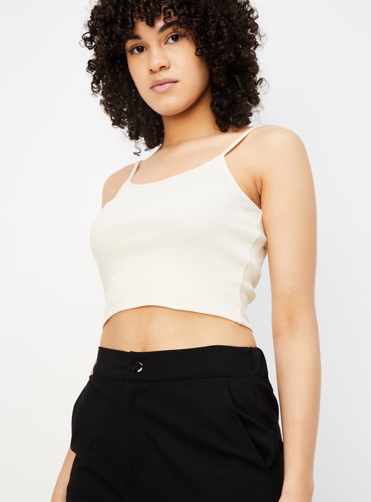 Women Ribbed Layered Crop Top
